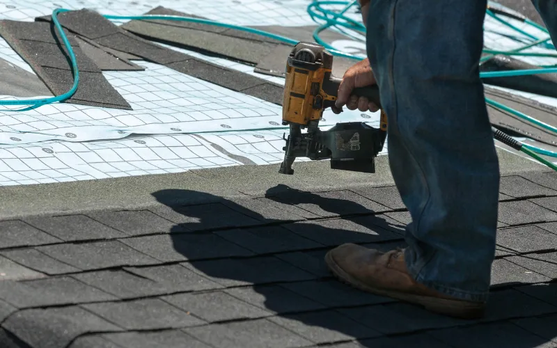 roof installation underway with Owens Corning asphalt shingle system